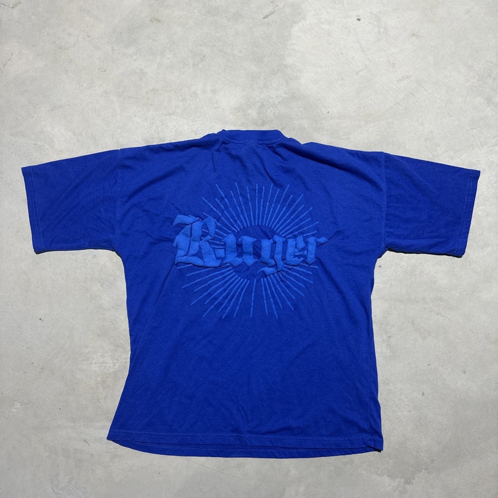 Y2K Ruger Puff Print T Shirt Arms Blue Fighter MMA Grunge SZ Medium